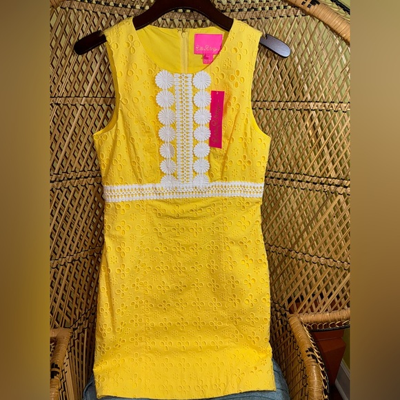 Lilly Pulitzer NWT Railee Eyelet Shift Dress St Tropez Yellow Size 4 - Picture 13 of 15